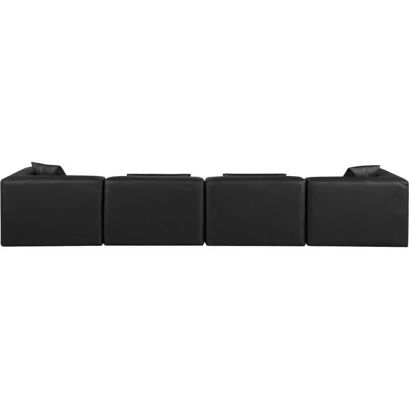 Meridian Cube Black Vegan Leather Modular Sofa IMAGE 3