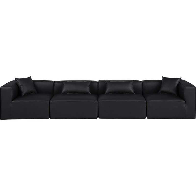 Meridian Cube Black Vegan Leather Modular Sofa IMAGE 4