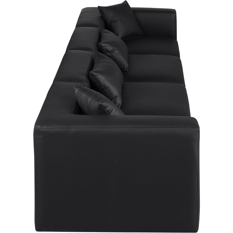 Meridian Cube Black Vegan Leather Modular Sofa IMAGE 5