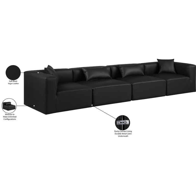 Meridian Cube Black Vegan Leather Modular Sofa IMAGE 9