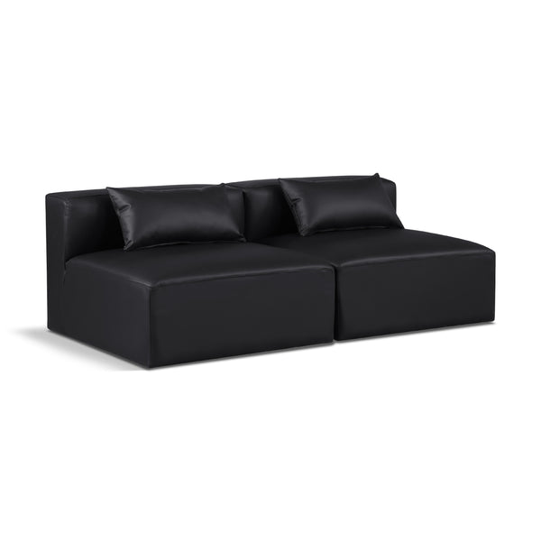 Meridian Cube Black Vegan Leather Modular Sofa IMAGE 1