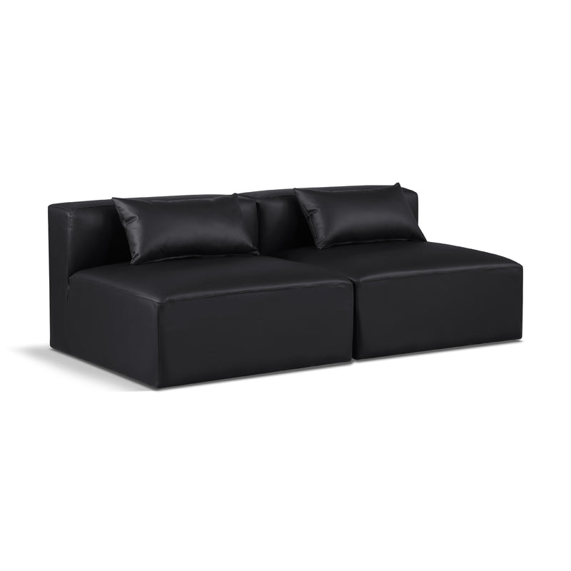 Meridian Cube Black Vegan Leather Modular Sofa IMAGE 1