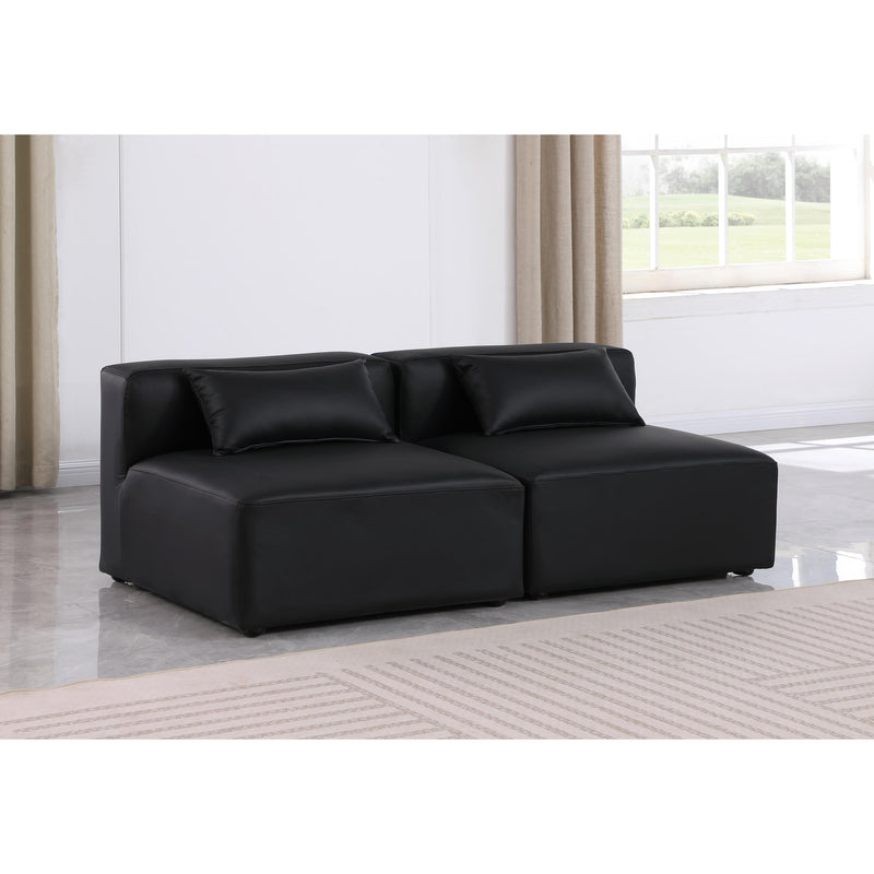 Meridian Cube Black Vegan Leather Modular Sofa IMAGE 2