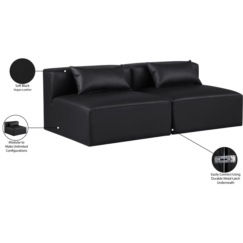 Meridian Cube Black Vegan Leather Modular Sofa IMAGE 8