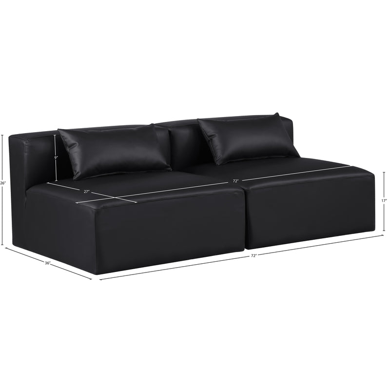 Meridian Cube Black Vegan Leather Modular Sofa IMAGE 9