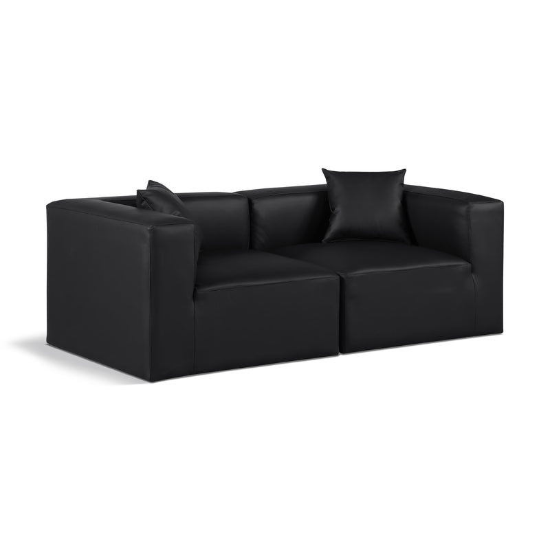 Meridian Cube Black Vegan Leather Modular Sofa IMAGE 1
