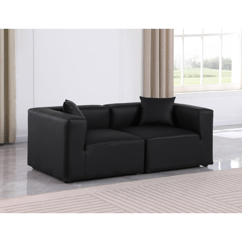 Meridian Cube Black Vegan Leather Modular Sofa IMAGE 2