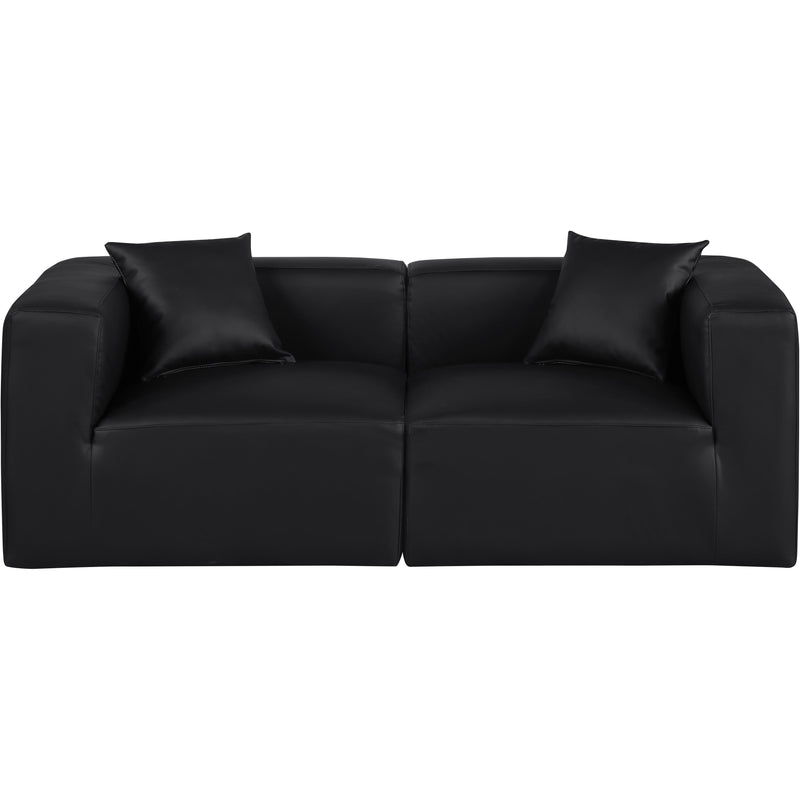 Meridian Cube Black Vegan Leather Modular Sofa IMAGE 4