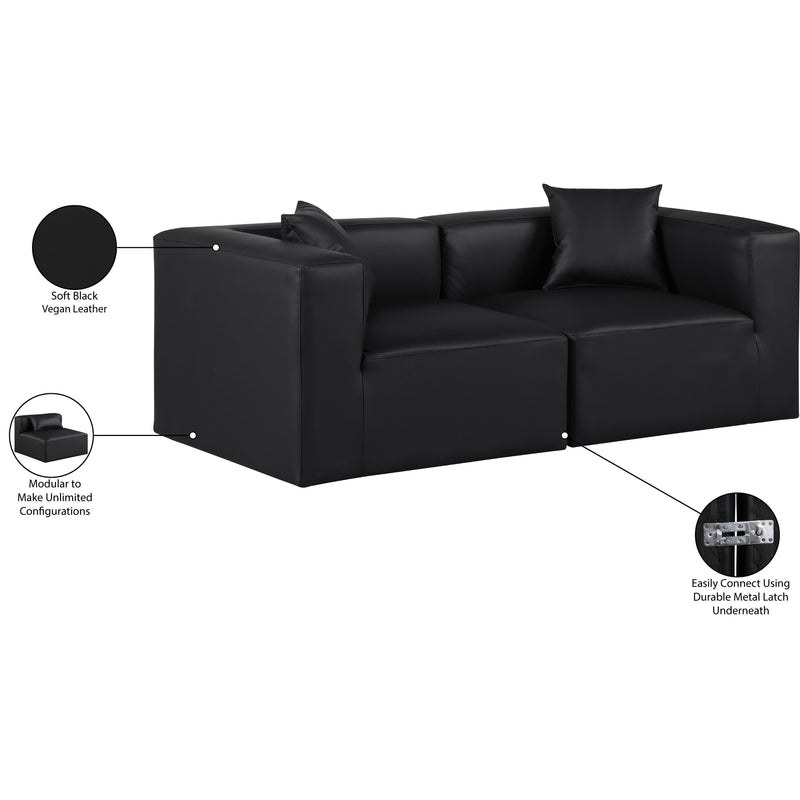 Meridian Cube Black Vegan Leather Modular Sofa IMAGE 9