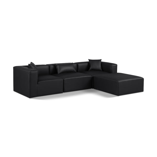 Meridian Cube Black Vegan Leather Modular Sectional IMAGE 1