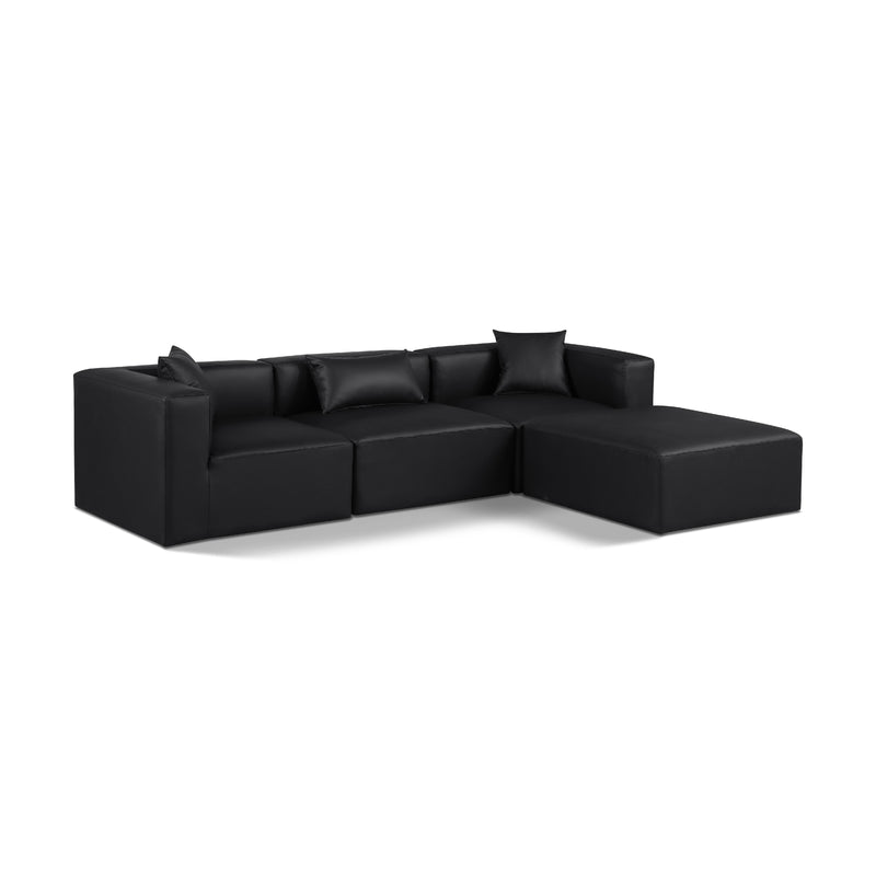 Meridian Cube Black Vegan Leather Modular Sectional IMAGE 1