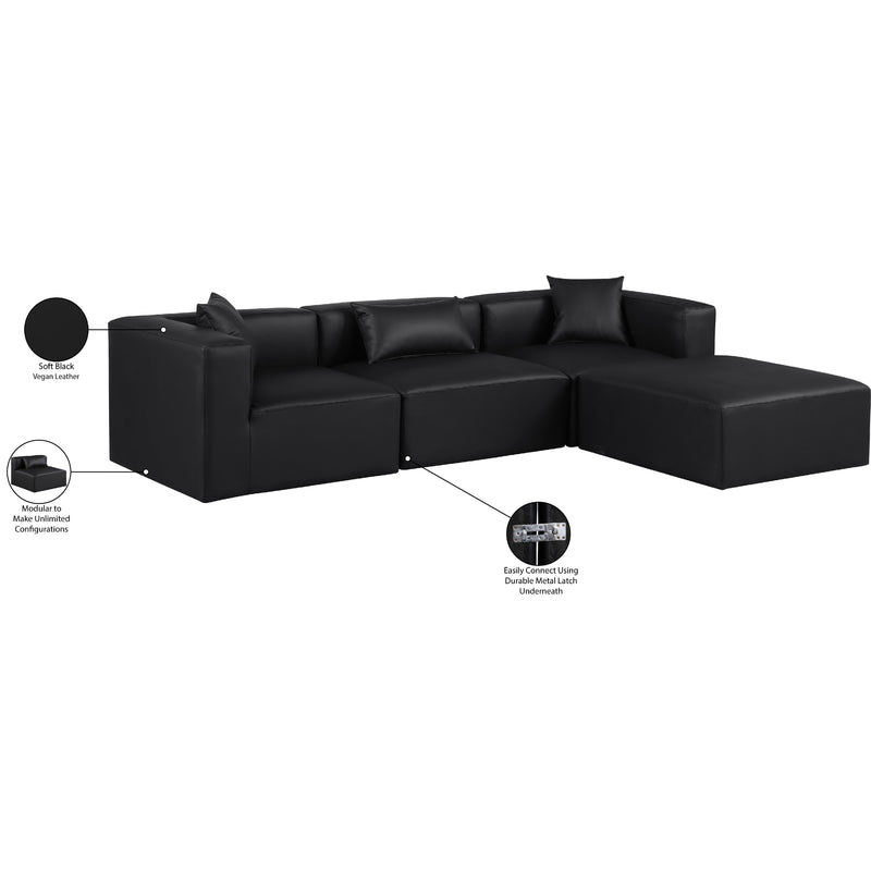Meridian Cube Black Vegan Leather Modular Sectional IMAGE 9