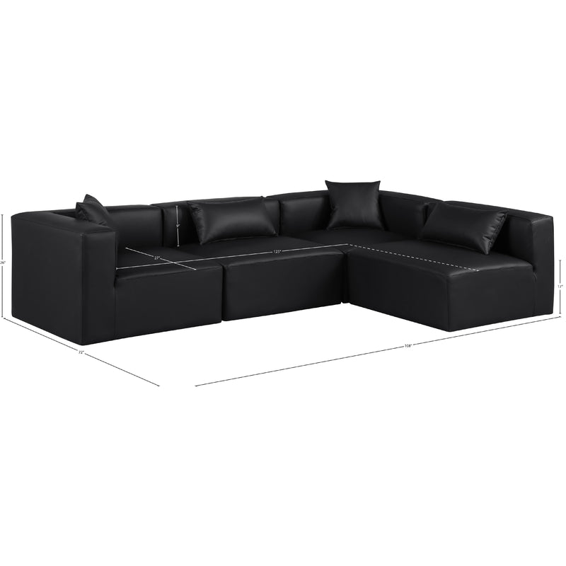 Meridian Cube Black Vegan Leather Modular Sectional IMAGE 11