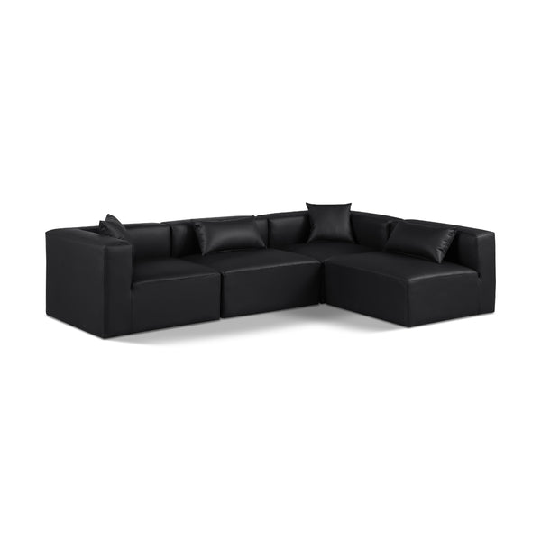 Meridian Cube Black Vegan Leather Modular Sectional IMAGE 1