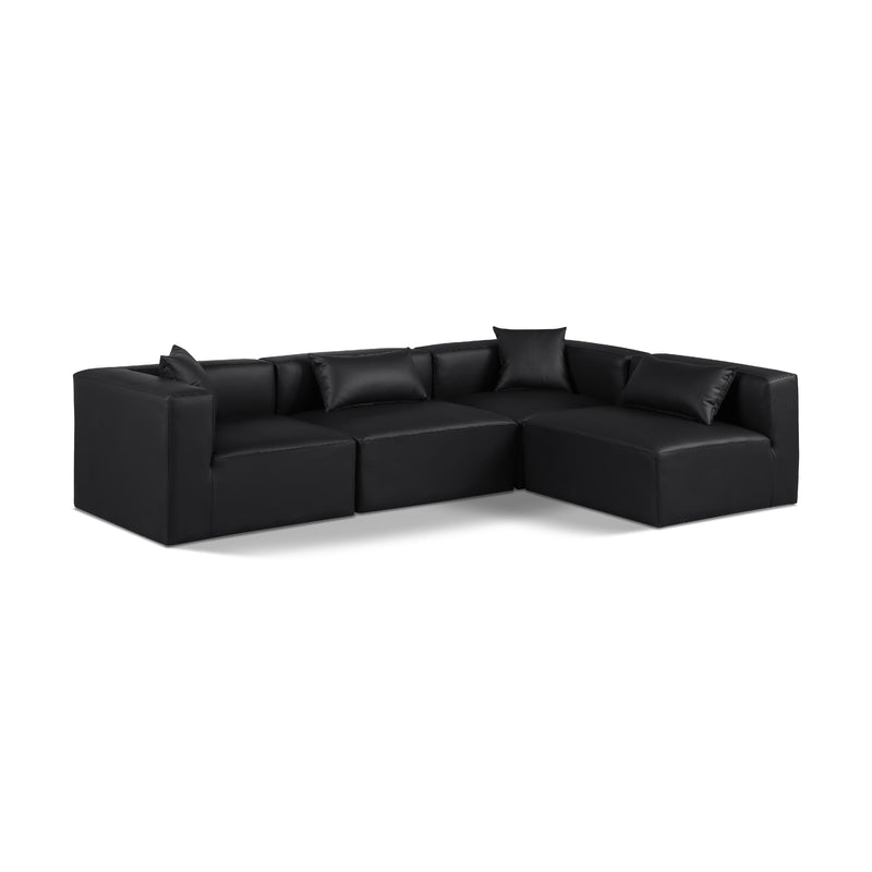 Meridian Cube Black Vegan Leather Modular Sectional IMAGE 1