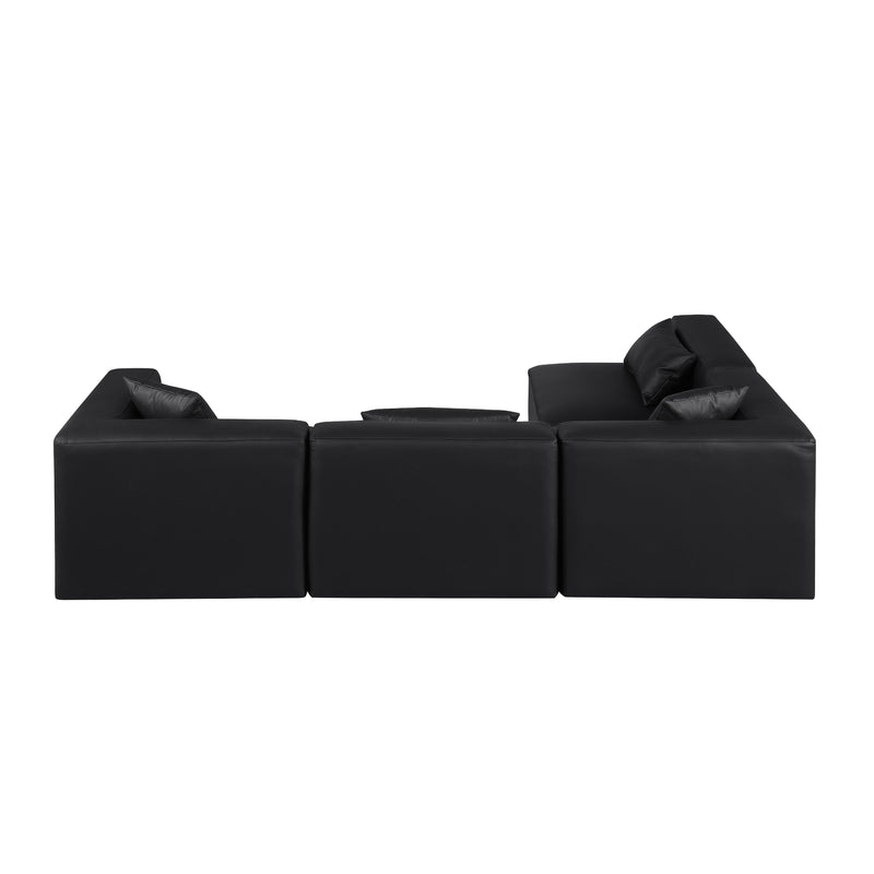 Meridian Cube Black Vegan Leather Modular Sectional IMAGE 3