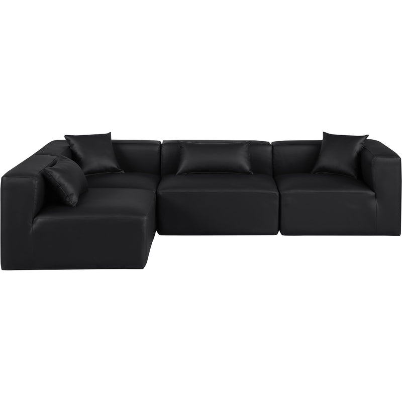 Meridian Cube Black Vegan Leather Modular Sectional IMAGE 4