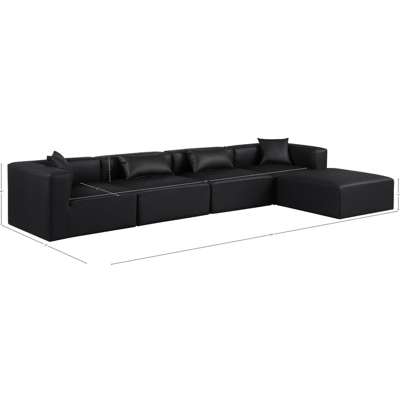 Meridian Cube Black Vegan Leather Modular Sectional IMAGE 10
