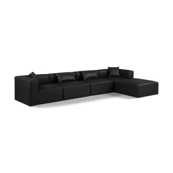 Meridian Cube Black Vegan Leather Modular Sectional IMAGE 1