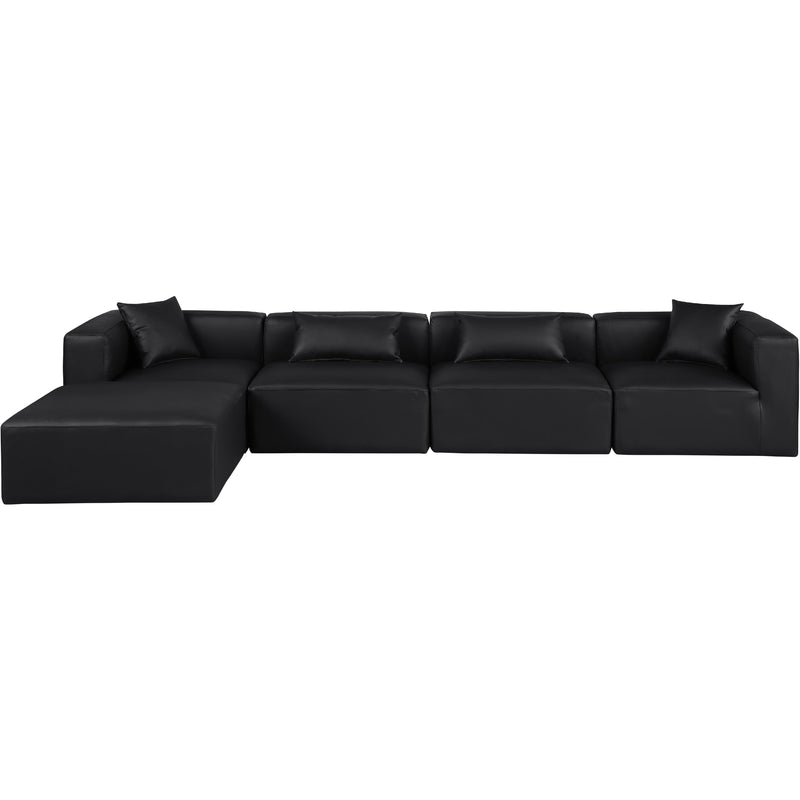Meridian Cube Black Vegan Leather Modular Sectional IMAGE 4