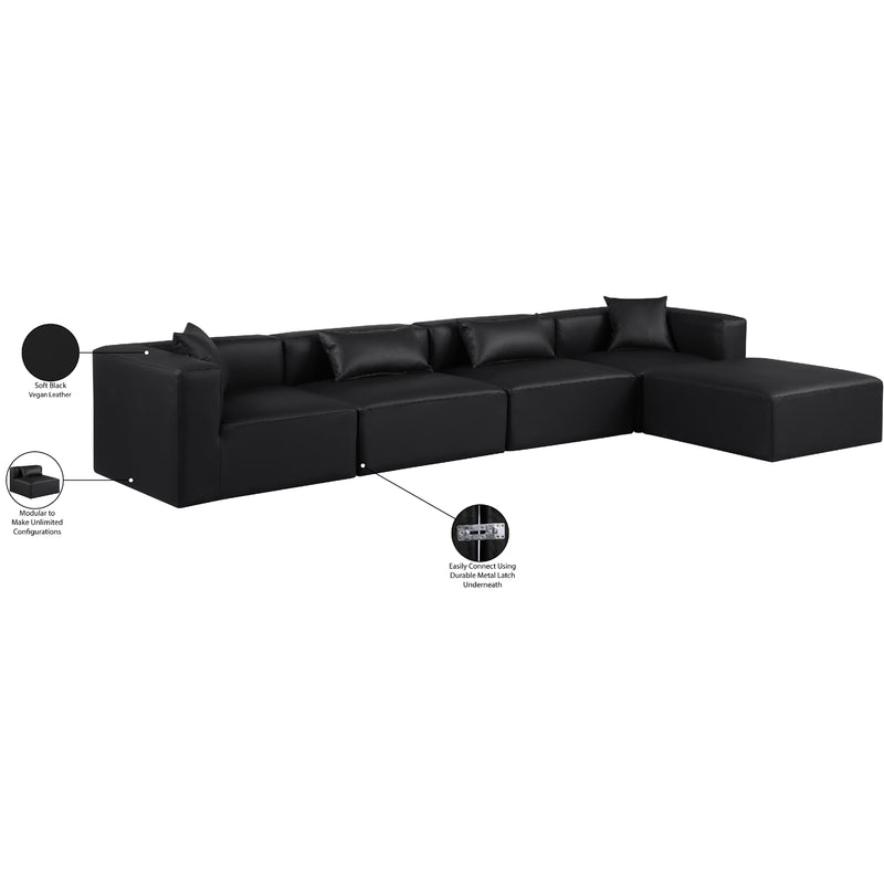Meridian Cube Black Vegan Leather Modular Sectional IMAGE 9