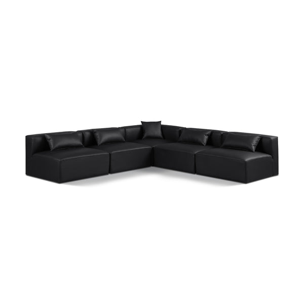 Meridian Cube Black Vegan Leather Modular Sectional IMAGE 1