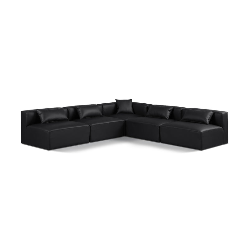 Meridian Cube Black Vegan Leather Modular Sectional IMAGE 1