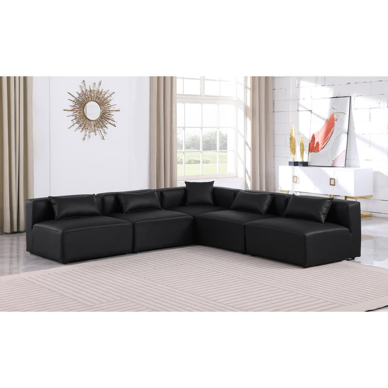 Meridian Cube Black Vegan Leather Modular Sectional IMAGE 2
