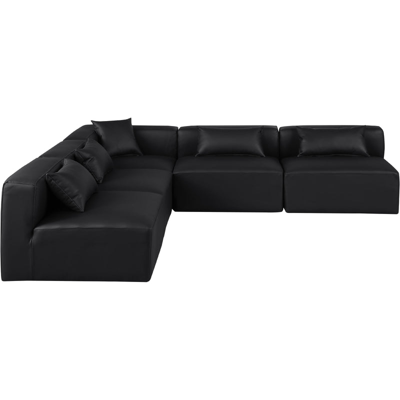 Meridian Cube Black Vegan Leather Modular Sectional IMAGE 4
