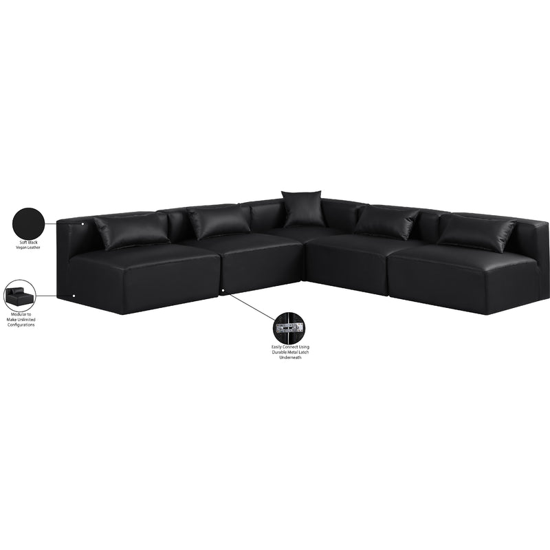 Meridian Cube Black Vegan Leather Modular Sectional IMAGE 9