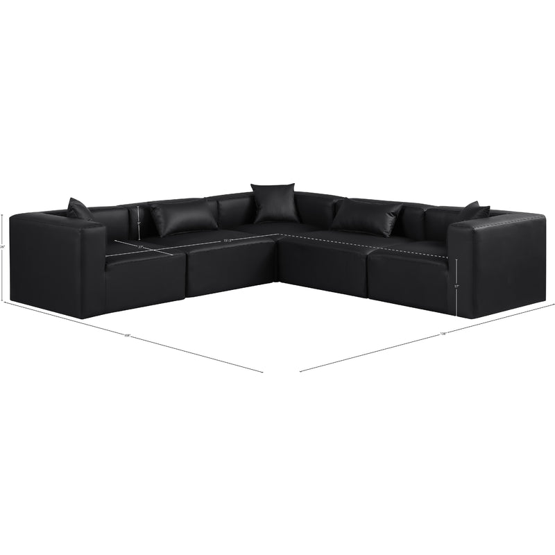 Meridian Cube Black Vegan Leather Modular Sectional IMAGE 11