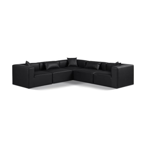 Meridian Cube Black Vegan Leather Modular Sectional IMAGE 1