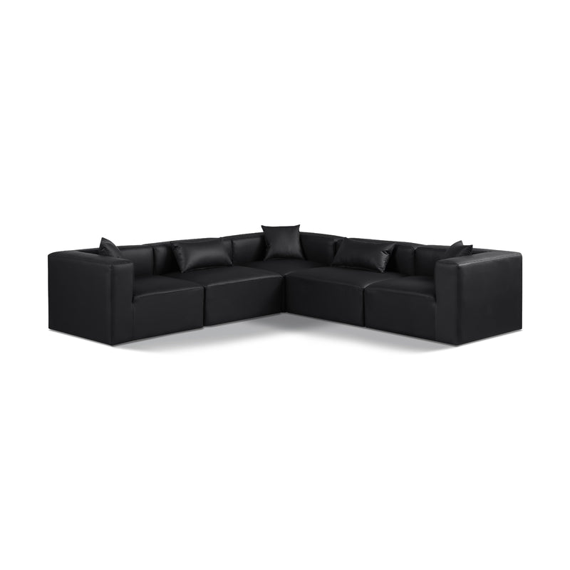 Meridian Cube Black Vegan Leather Modular Sectional IMAGE 1