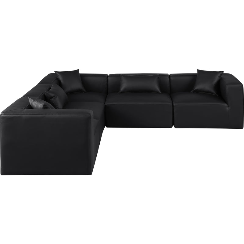 Meridian Cube Black Vegan Leather Modular Sectional IMAGE 4