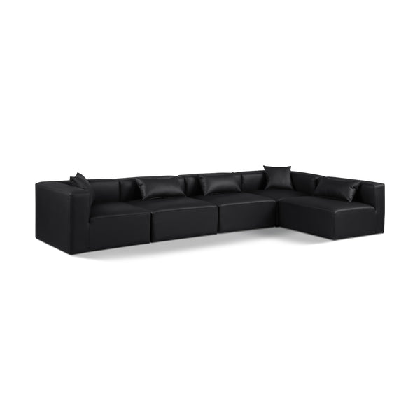 Meridian Cube Black Vegan Leather Modular Sectional IMAGE 1
