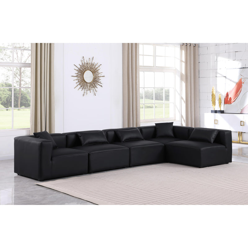 Meridian Cube Black Vegan Leather Modular Sectional IMAGE 2