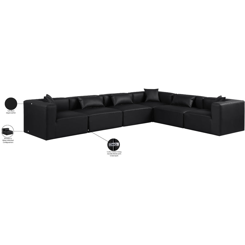 Meridian Cube Black Vegan Leather Modular Sectional IMAGE 10