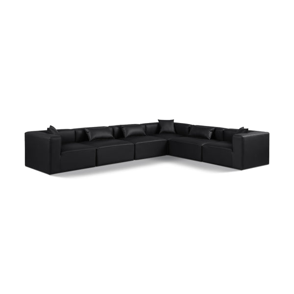 Meridian Cube Black Vegan Leather Modular Sectional IMAGE 1