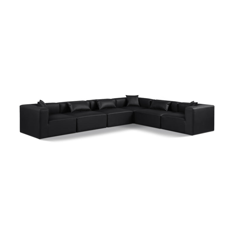 Meridian Cube Black Vegan Leather Modular Sectional IMAGE 1