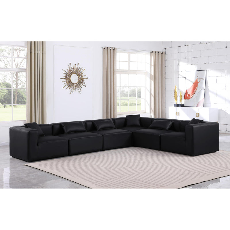 Meridian Cube Black Vegan Leather Modular Sectional IMAGE 2