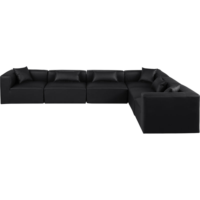 Meridian Cube Black Vegan Leather Modular Sectional IMAGE 3