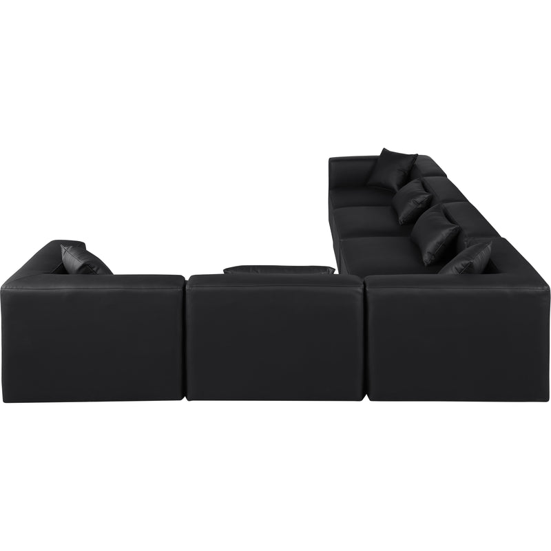 Meridian Cube Black Vegan Leather Modular Sectional IMAGE 4