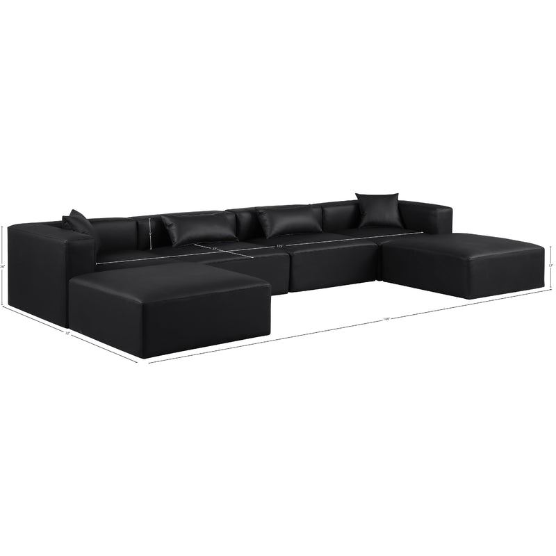 Meridian Cube Black Vegan Leather Modular Sectional IMAGE 10