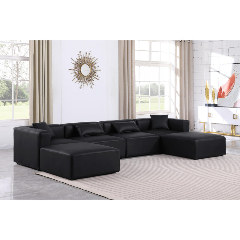Meridian Cube Black Vegan Leather Modular Sectional IMAGE 2