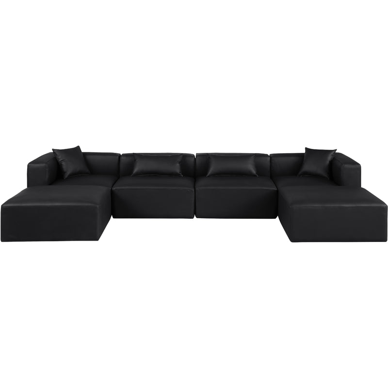 Meridian Cube Black Vegan Leather Modular Sectional IMAGE 4