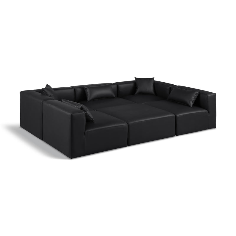 Meridian Cube Black Vegan Leather Modular Sectional IMAGE 1