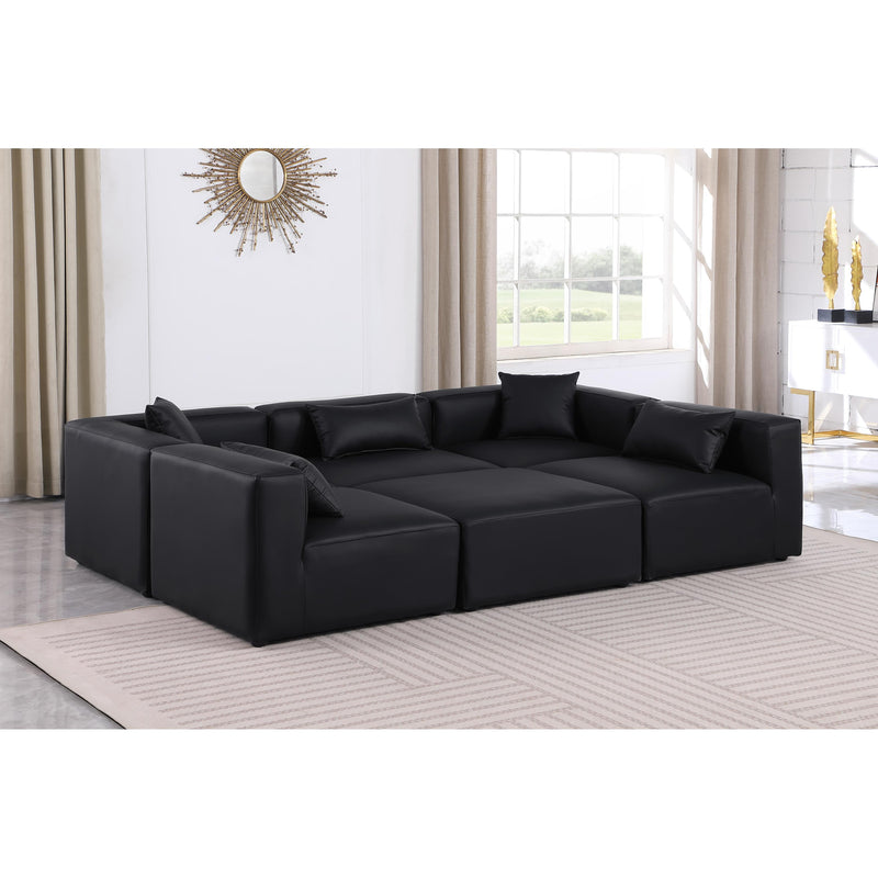 Meridian Cube Black Vegan Leather Modular Sectional IMAGE 2