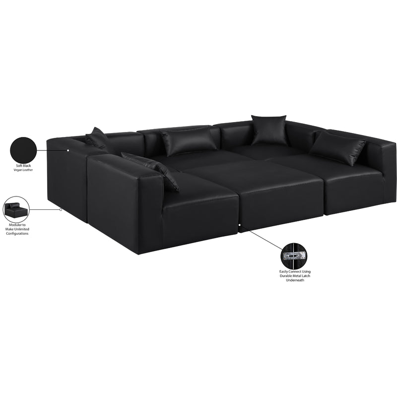 Meridian Cube Black Vegan Leather Modular Sectional IMAGE 8