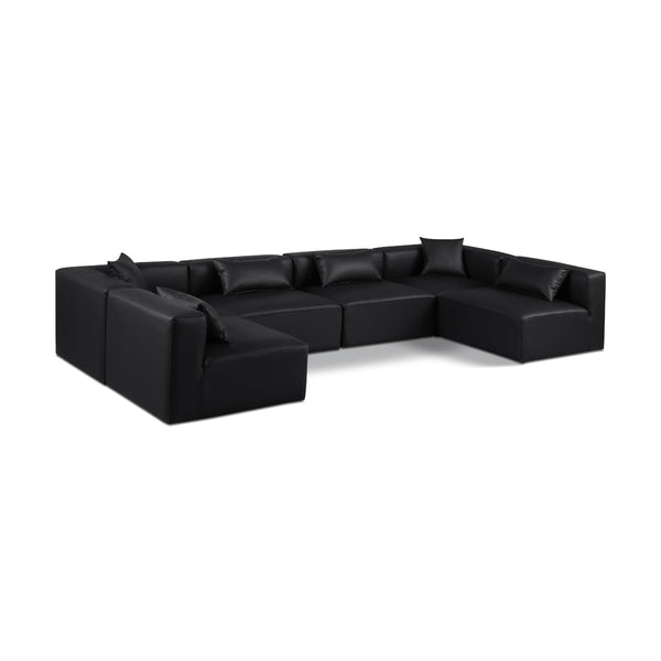 Meridian Cube Black Vegan Leather Modular Sectional IMAGE 1