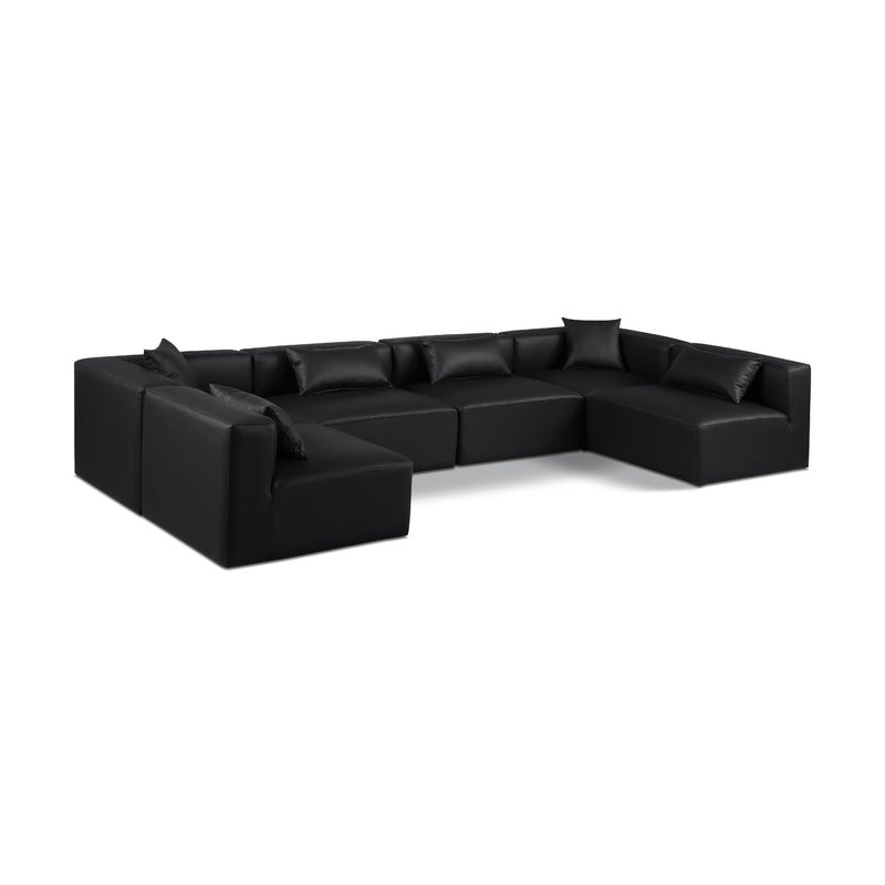 Meridian Cube Black Vegan Leather Modular Sectional IMAGE 1